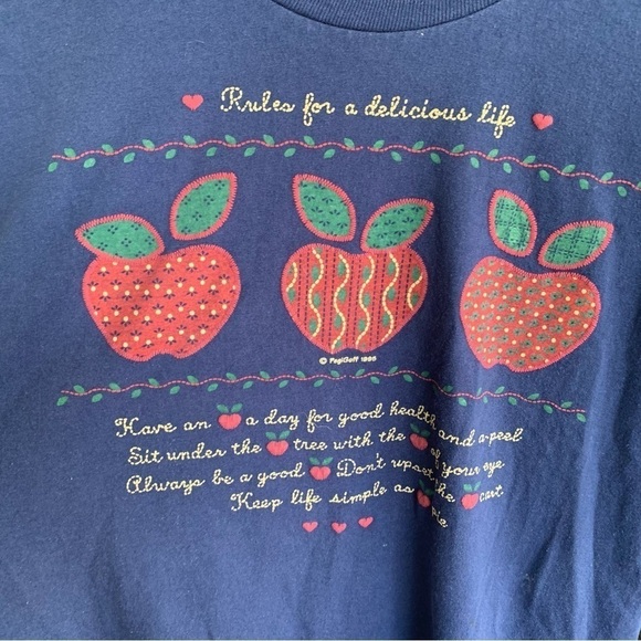 Vintage Rules for a Delicious Life Apple 1995 Tee Shirt Size Medium Adult - Picture 2 of 7